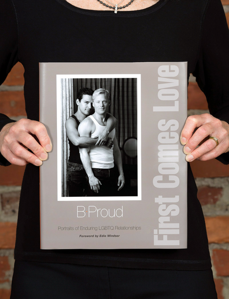 The cover of the book First Comes Love by B Proud