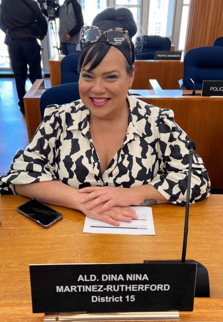 Dina Nina Matinez-Rutherford at her city councilmember desk