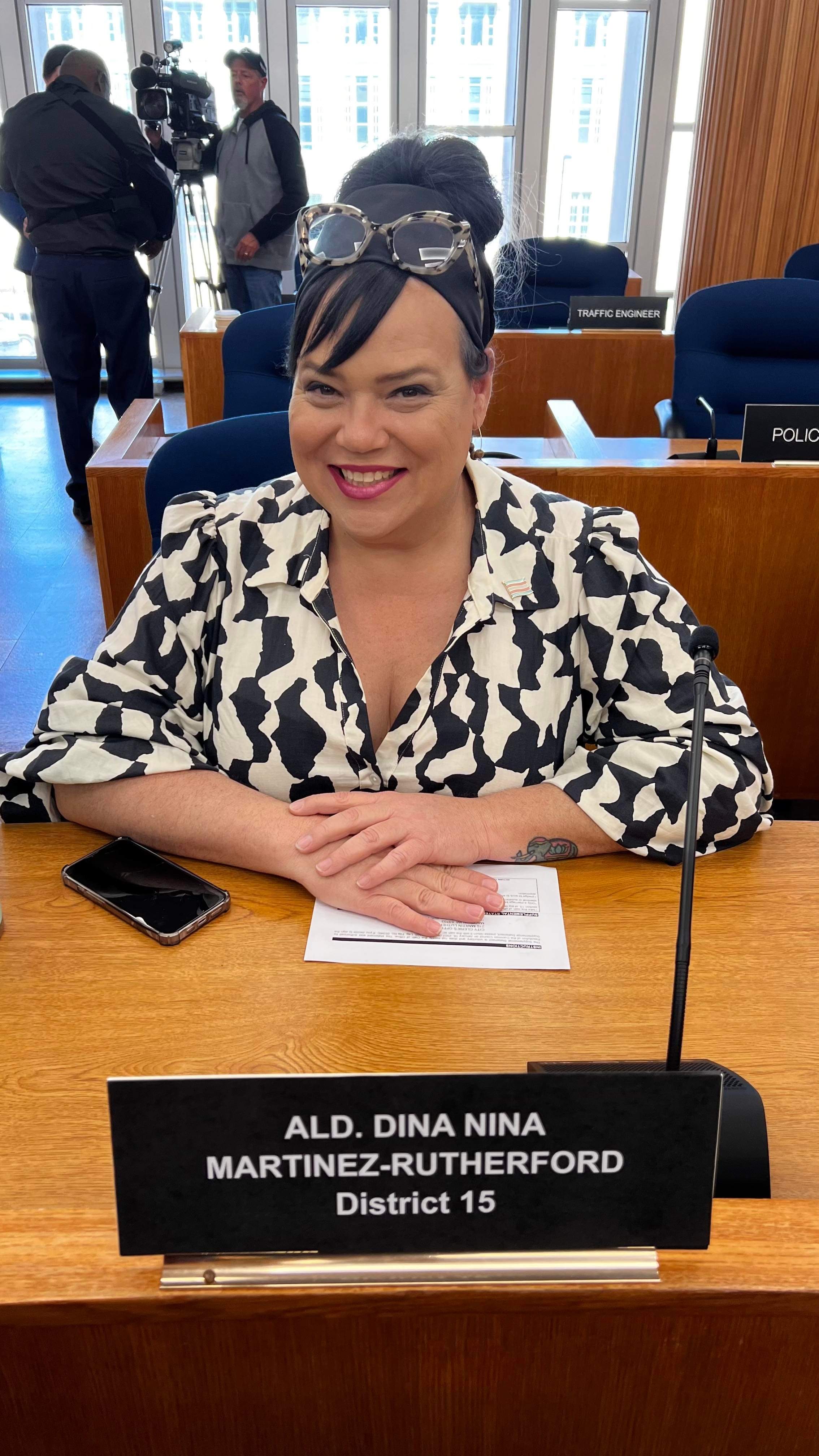 Dina Nina Matinez-Rutherford at her city councilmember desk